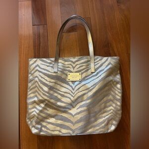 MICHAEL KORS TOTE TRAVEL BAG METALLIC GOLD ZEBRA PRINT CANVAS